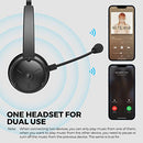 SoundPEATS A7 Pro Bluetooth Headset with Microphone V5.2, AI Noise Cancellation Wireless Headset with Mute Mode, 40 hrs Talktime Headset for PC/Gaming/Call Center/Meeting/Office- Black