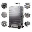 Travelking All Aluminum Luggage Multi-size Hard Shell Luggage Case Carry On Spinner Suitcase 20"-28", Metallic, 28"