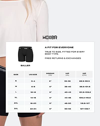 Woxer Womens Boxer Briefs Underwear, Baller 5” Boyshorts Panties Soft Anti-Chafing, No Roll Inseam, 3pk - Best Sellers, Large