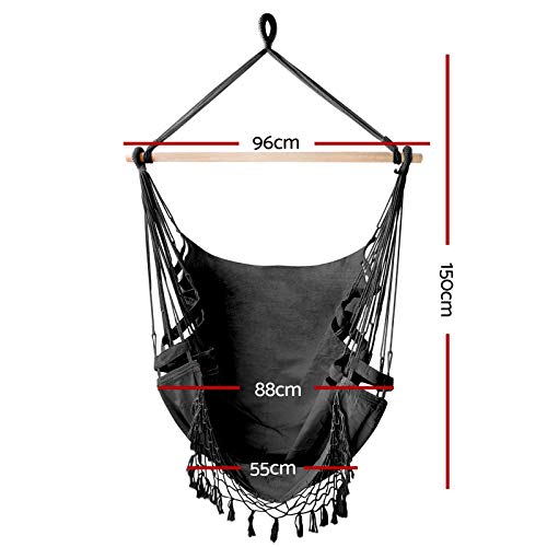 Gardeon Hammock, Single or Double Size Chair Portable Camping Swing Hanging Chairs Hammocks Patio Backyard Porch Outdoor Indoor Furniture, with Stand Firm Structure Grey