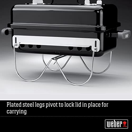 Weber Go-Anywhere Charcoal Black BBQ -Portable BBQ Grill for Outdoor Cooking, Camping, Backyard, Deck, Beach - Compact, Versatile, Portable Barbeque