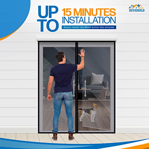 Magnetic Screen Door, French Door, Durable Fiberglass Double Door Screen Mesh Curtain to Keep Bugs Out
