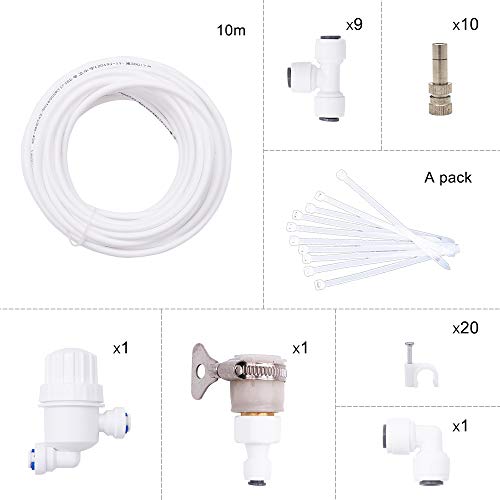 NUZAMAS 10M Watering System, Outdoor Misting Cooling. Sprinkler, Drippers, Spray Nozzles, Adapter, Hose Drip Irrigation, Misters, Garden Lawn Watering