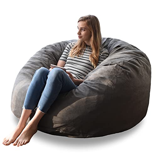 YuppieLife Durable Bean Bag Chair Cover, 4Ft Sack, Dark Grey (No Filler)