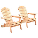 Gardeon Beach Chair 2pcs Wooden Folding Outdoor Chairs Camping Adirondack, Patio Furniture Lounge Armchair Garden Pool Backyard Picnic Hiking Fishing Wood Weather-Resistant Natural