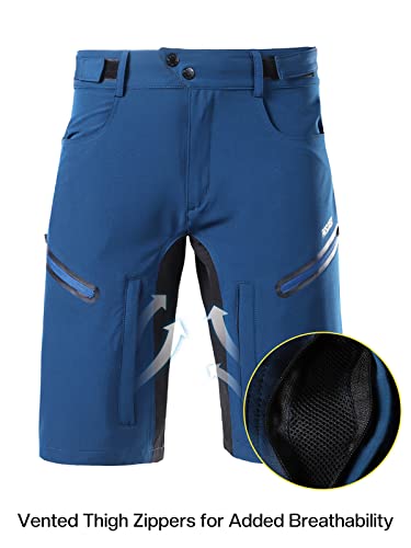 ARSUXEO Mens Bike Shorts,Cycling Shorts,Mountain Bike Shorts MTB Shorts Loose Fit with Moisture-Wicking Waistband, Dark Blue, Medium
