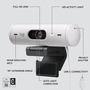 Logitech Brio 500 Full HD Webcam with Auto Light Correction, Show Mode, Dual Noise Reduction Mics, Webcam Privacy Cover, Works with Microsoft Teams, Google Meet, Zoom, USB-C Cable, Streaming - White