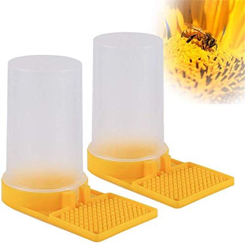 Mikimiqi 2 Pack Beehive Beekeeping Water Dispenser Bee Drinking Beekeeping Equipment Honey Beehive Entrance Feeder Nest Beekeeper Tools (White and Yellow)