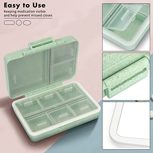 FYY Pill Organizer, Travel Pill Cases, Weekly Pill Case Organizer 7 Day, 9 Compartments Portable Travel Pill Box for Pocket Purse,Daily Pill Container for Medicine Vitamin Holder Container,Green