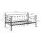 VECELO Daybed Frame, Twin Size Metal Platform Bed with Headboard,Heavy Duty Steel Slats Support for Living Room Bedroom Guest Room, Easy Assembly