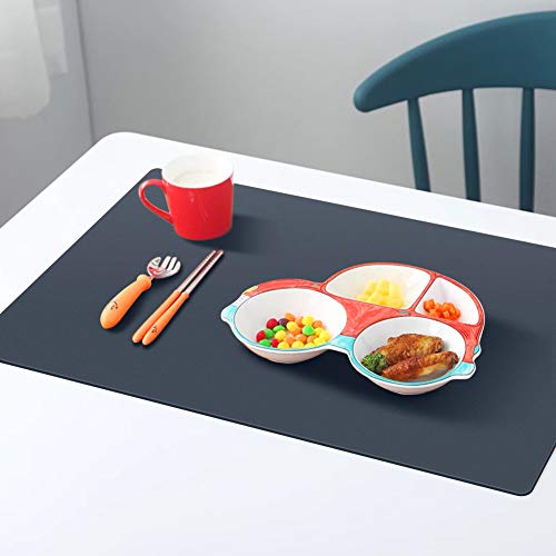 HomeDo Waterproof Silicone Placemats, Non-Stick Baking Mat, Non-Slip Dining Table Mat for Kids/Baby/Children, Heat Resistant Insulation Countertop Protector Pads (Black, 40x60cm-1Pack)