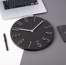 30cm Wall Clock - Quiet and no Ticking, Easy to Read, Suitable for Home, Office, Classroom, School - Battery Powered - Nordic Simplicity Style (Black)