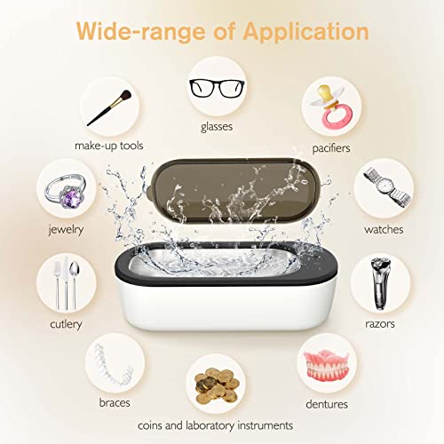 Ultrasonic Jewelry Cleaner, 50W Ultrasonic Cleaner Machine, Ultrasonic Glasses Cleaner with Digital Timer,Holder,47kHz Professional Sonic Jewelry Cleaner for Eye Glasses,Ring,Earring, Necklaces