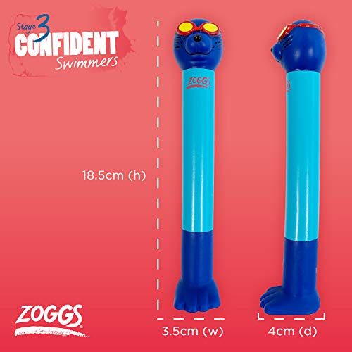 Zoggs Children's Zoggy Sinking Dive Sticks Pool Toy and Game, Blue/Lime/Orange, 3 Years + (Pack of 3)