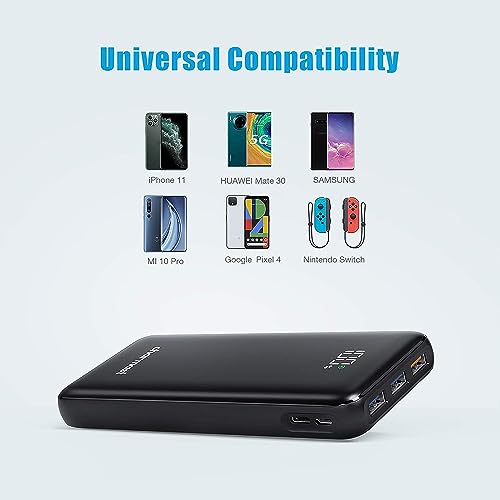 Charmast Power Bank 23800mAh 20W PD & QC 3.0, 4 Output & 2 Input Portable Charger, LED Dispaly Fast Charging External Battery Pack Compatible with iPhone 12/12Pro/11/8, iPad, Tablet and More