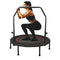 NAYUKII Mini Trampoline Fitness Rebounder for Adults and Kids Indoor&Outdoor Max Load 200kg Trampoline for Workout Fitness for Quiet and Safely Cushioned Bounce (Trampoline-Red(02)-armrest-48'')