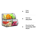 Fruit Vegetable Basket 2-Tier Wall-mounted Wire Storage Baskets Countertop Detachable Stackable Bin Kitchen Organizer Pantry Basket for Snack Canned Foods Potato Onion Storage Cabinet