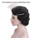 STfantasy 1920s Brown Retro Finger Wave Wigs Long Curly Natural Wavy Synthetic Wig for Women Daily Costume Party (Black)