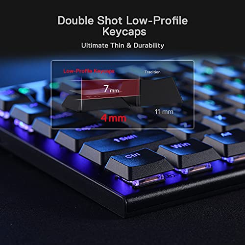 Redragon K618 Horus Wireless RGB Mechanical Keyboard, Bluetooth/2.4Ghz/Wired Tri-Mode Ultra-Thin Low Profile Gaming Keyboard w/No-Lag Cordless Connection, Dedicated Media Control & Linear Red Switch