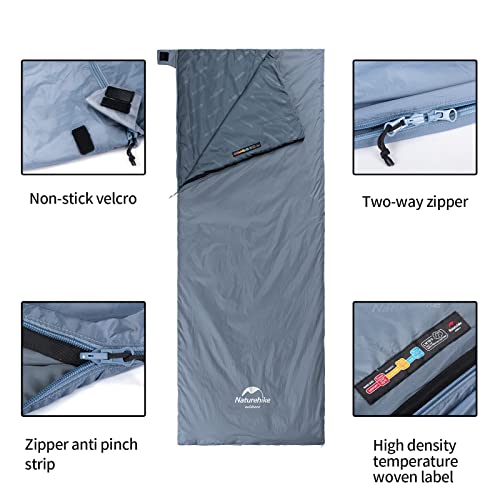 Naturehike Sleeping Bag – Envelope Lightweight Portable, Waterproof, Comfortable with Compression Sack - Great for 3 Season Traveling, Camping, Hiking, Outdoor Activities (XL-Shadow Blue)