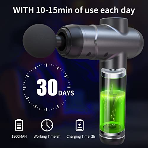 Massage Gun,Massager Muscle Massage Gun 99 Speeds Powerful Percussion Massager, Fascia Gun Muscle Gun with 6 Heads LCD Display, Handheld Muscle Body Massager for Body Pain Recovery