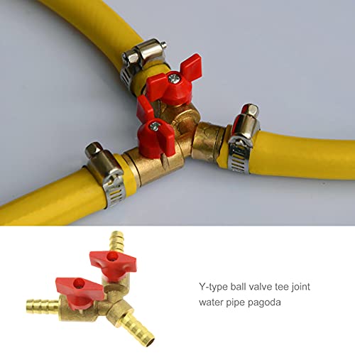 5/16Inch/8mm Y Shut Off Ball Valve Brass Hose Fitting Splitter Y 3 Way Pipe Connector Adapter for Oil Fuel Water