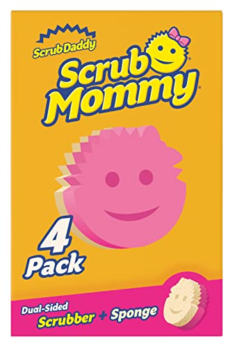 Scrub Daddy Scrub Mommy Assorted 4 Pack, Dual Sided Scrubbing Sponge, Alternative to Non Scratch Scourers, Cleaning Sponges for Washing Up, Dish Scrubber, as used by Mrs Hinch, FlexTexture Firm & Soft