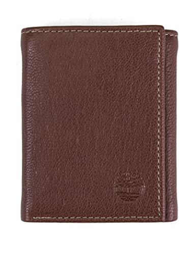 Timberland Men's Genuine Leather RFID Blocking Trifold Security Wallet, Brown, One Size