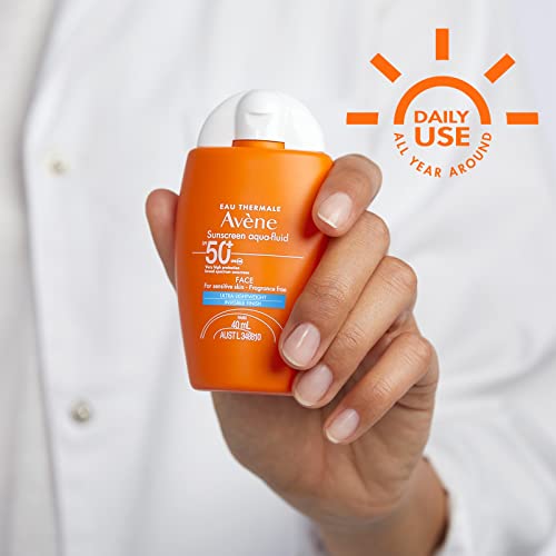 Eau Thermale Avène Face Sunscreen Aqua-fluid SPF50+ 40ml - Ultra-Lightweight Texture, Alcohol Free, Invisible Finish