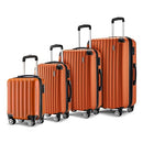 4 Piece Luggage Set Carry On Suitcase Traveller Bag Lightweight ABS Hard Shell & TSA Lock Orange