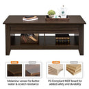 Yaheetech Lift Top Coffee Table with Hidden Storage Compartment & 2 Open Shelves, Rising Tabletop Pop Up Center Table for Living Room Reception Room, 47.5'' L, Espresso