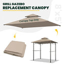 Grill Gazebo Replacement 5' x 8' Canopy Roof, Outdoor BBQ Gazebo Canopy Top Cover, Double Tired Grill Shelter Cover with Durable Polyester Fabric, Khaki