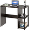 SHW Compact Home Office Desk with Shelves, Espresso