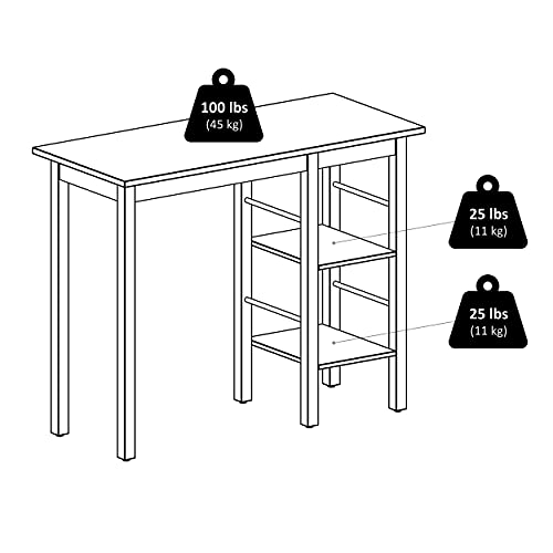 Winsome Egan Solid Wood Breakfast Table with 2 Side Shelves - Walnut