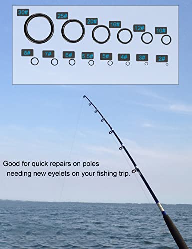 Facikono Rod Tip Repair Kit Fishing Pole Eyelet Repair 14 Sizes Ceramic  Guides Rings Fishing Rod Tips Replacement Kit - 80 Pack