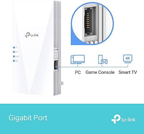 TP-Link AX1500 Dual Band Wi-Fi 6 Range Extender, Broadband/Wi-Fi Extender, Wi-Fi Booster/Hotspot with 1 Gigabit Port, Built-in Access Point Mode, Works with Any Wi-Fi Router, UK Plug (RE500X)