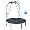 Costway 40” Foldable Trampoline with 2 Resistance Bands, Mini Rebounder with Height Adjustable Handrail, 150KG Weight Capacity, Indoor Outdoor Fitness Trampoline for Kids Adults (Blue)