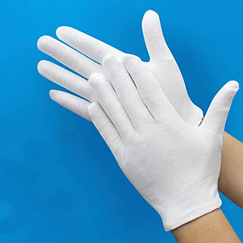 24 pairs Cotton gloves, cloth glove, White gloves, Cotton gloves for cleaning coins, White gloves for skin care, examining jewelry, daily work (24)