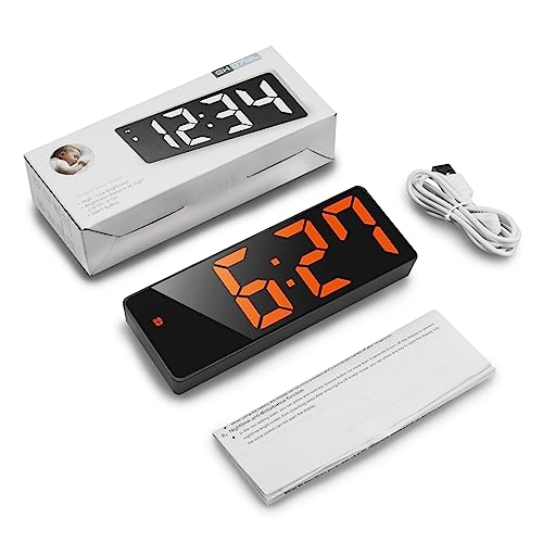 AMIR Digital Alarm Clock, Newest LED Clock for Bedroom, Electronic Desktop Clock with Temperature Display, Adjustable Brightness, Voice Control, 12/24H, 6.3" Large Display for Home, Bedroom, Office