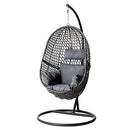 Gardeon Outdoor Egg Swing Chair Rattan Black Garden Bench Hanging Seat, Patio Baconly Furniture Chairs, with Cushions Stand Wicker Basket Water Resistant 150kg Capacity