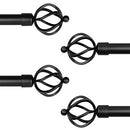 (4 Pack) knobelite Window Treatment Drapery Rods, 3/4 Inch Diameter Decorative Single Window Curtain Rod, Length from 22 to 42-Inch, Black Curtain Rod for Windows with Twisting Cage Finials 4 Pack