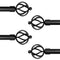 (4 Pack) knobelite Window Treatment Drapery Rods, 3/4 Inch Diameter Decorative Single Window Curtain Rod, Length from 22 to 42-Inch, Black Curtain Rod for Windows with Twisting Cage Finials 4 Pack