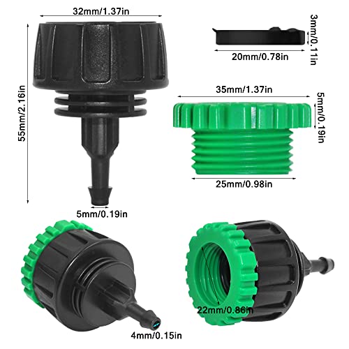 5-Pack Drip Irrigation Hose Connectors,DanziX 1/4 Inch Drip Irrigation Tubing x 3/4 or G2/1 FHT Swivel Garden Faucet Adapter,Convert 3/4" or G2/1 Garden Hose to 1/4" Drip Pipe for Irrigation Kits