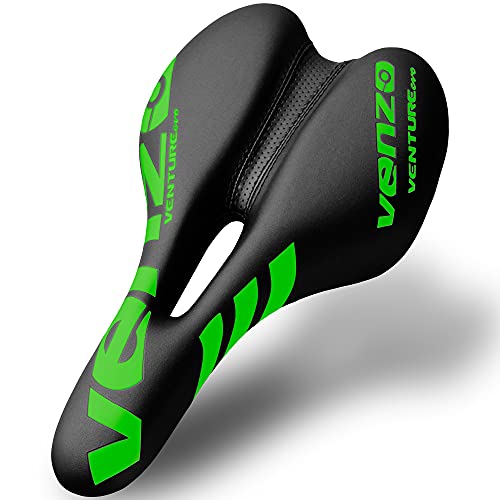 Venzo Comfortable Bike Bicycle Saddle Seat - for MTB, Road, Exercise, Trekking, Folding, Hybrid & Cruiser Bikes - XC Saddle Seat in Green