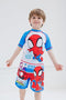 Marvel Spidey and His Amazing Friends Ghost-Spider Miles Morales Spider-Man Rash Guard and Swim Trunks Outfit Set Toddler, White, 4 Years