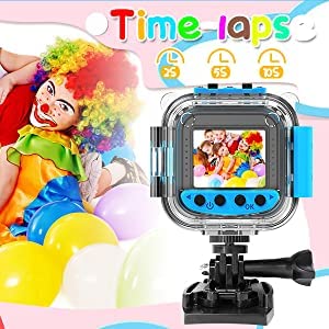 Kids Waterproof Camera 1080P HD Digital Action Camera Toddlers Underwater Sports Video Camcorder Toys for 3-12 Year Old Children Birthday Gifts with 32GB SD Card (Blue)