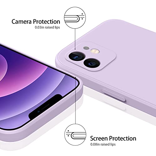 Meliya Case for iPhone 12 Case, Slim Stylish Silicone Full-Body Protective Shockproof Bumper Cover for iPhone 12 6.1 Inch (2020) Phone Case (Violet+Light Cyan)