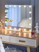 LUXFURNI Vanity Mirror with Makeup Lights, Large Hollywood Light up Mirrors w/ 18 LED Bulbs for Bedroom Tabletop & Wall Mounted