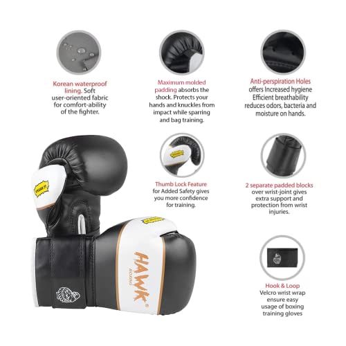 Hawk Sports Kids Boxing Gloves for Kids Children Youth Punching Bag Kickboxing Muay Thai Mitts MMA Training Sparring Gloves, Black, 6 oz
