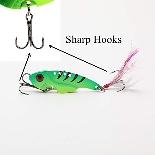 WANBY Proven Explosive Color Special Spinner Spoon Swimbait Vibrating Jigging Freshwater Saltwater Fishing Lures with Hook Fishing Tackle for Trout Bass Salmon（7Pcs）